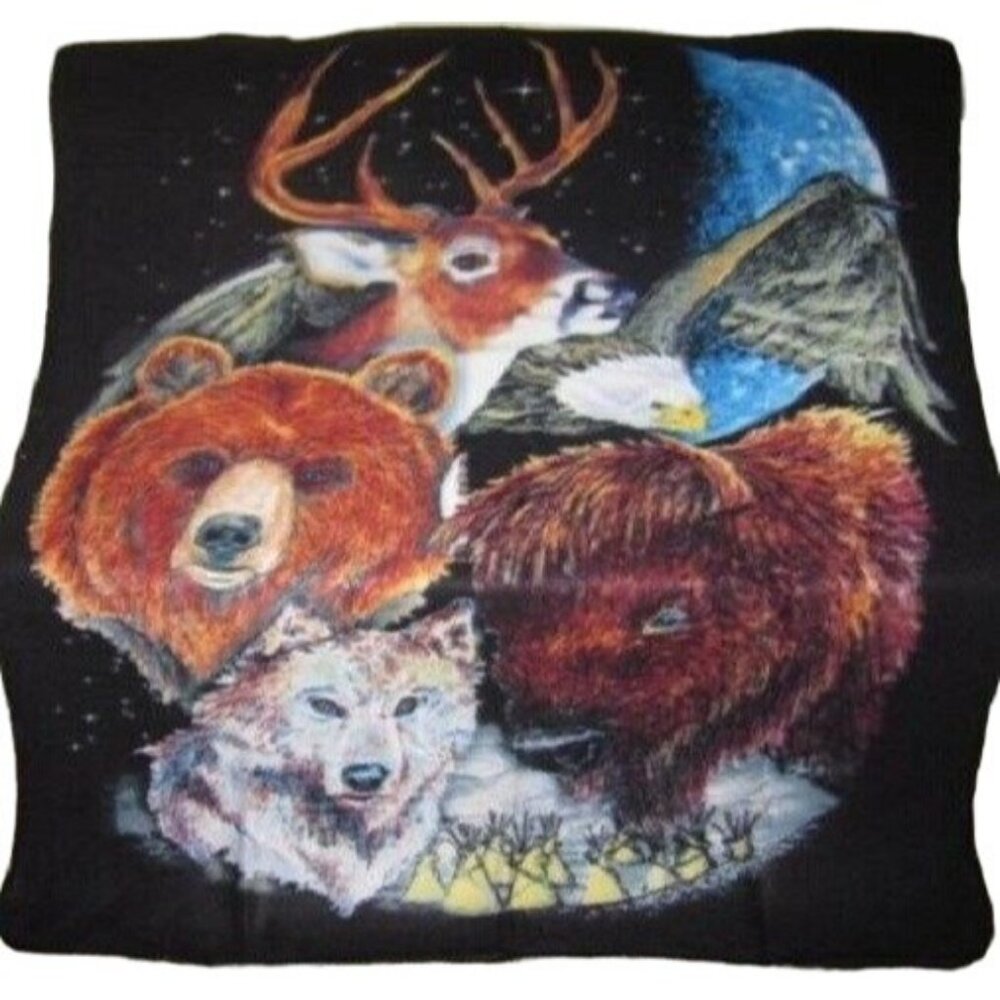 New Bear Deer Wolf Bison Eagle Wildlife Spirits Fleece Throw Gift Blanket NIP